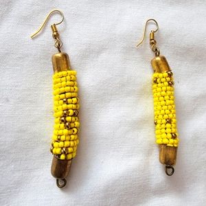 Kenyan Yellow Beaded Earrings